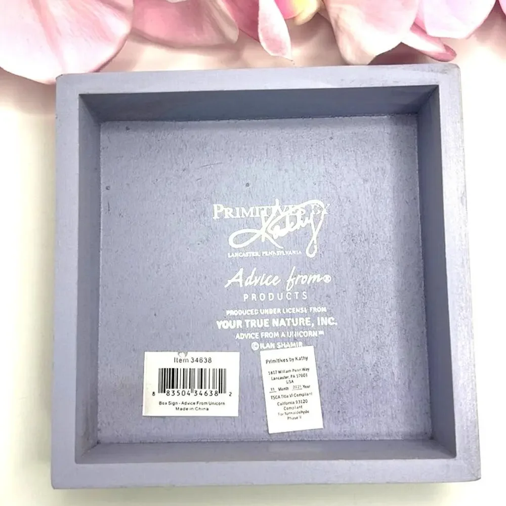 Primitives by Kathy Unicorn Wooden Box Sign 6x6 Inspirational Decor